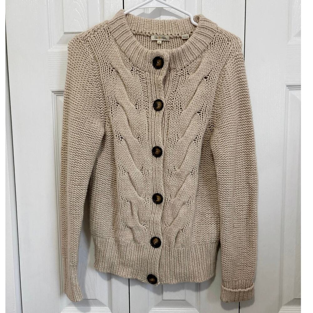 Peter Millar 100% Cashmere Cable Knit Cardigan Sweater Tan Women’s Medium